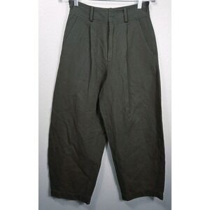 Apiece Apart Olive Barrel Leg Crop Pants Minimalist Wide Leg Size 0